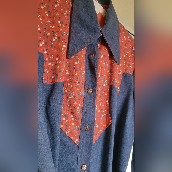 Vintage Denim Country Western Maxi Dress - Picture 1 of 4